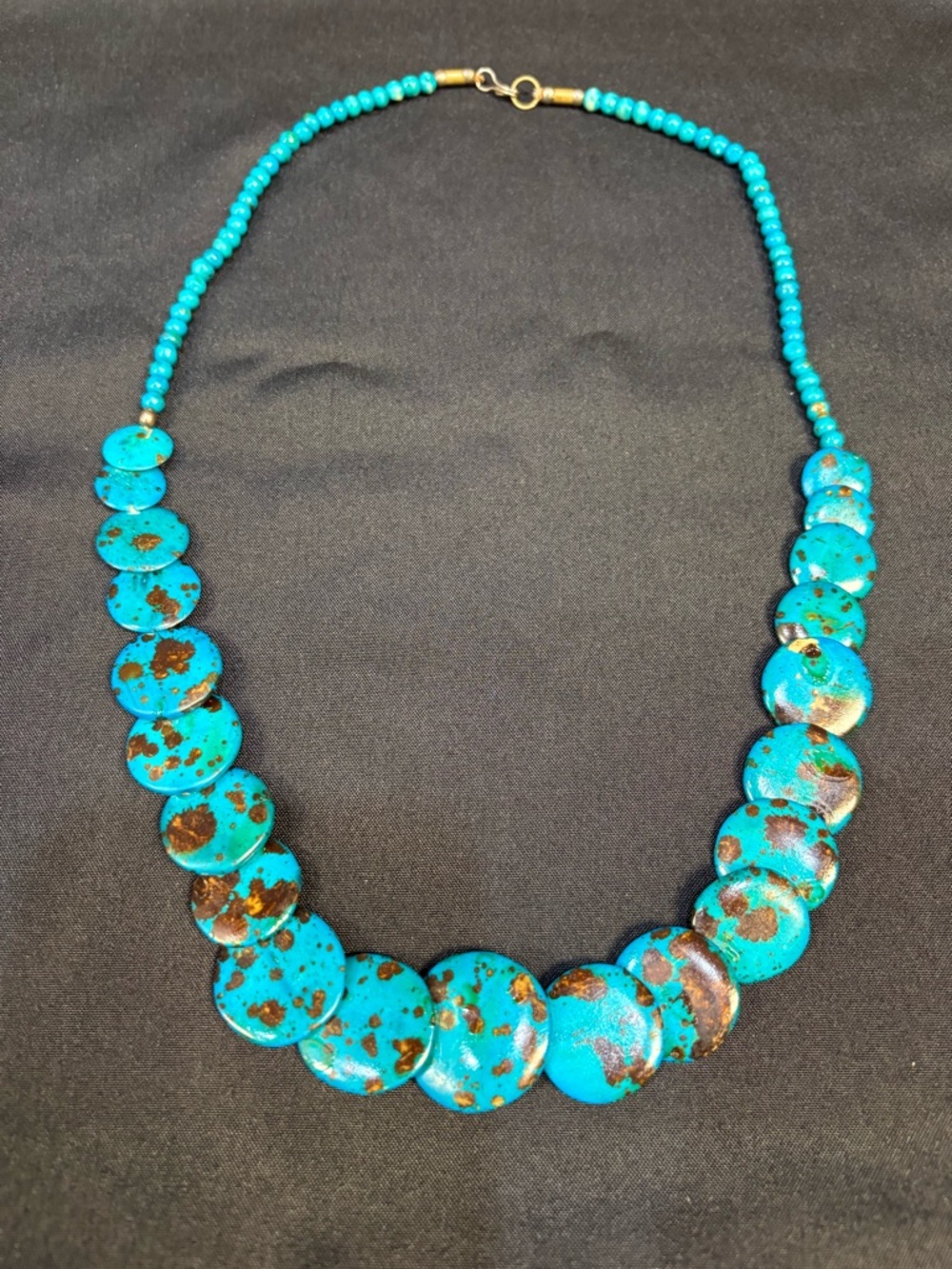 Turquoise Look Disc Statement Necklace - Blue